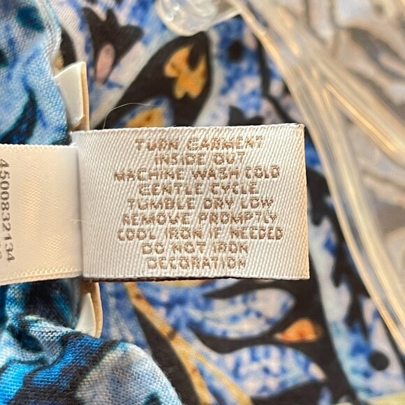 Chico's 0 Small Knit Top Shirt Blue Yellow Multi Crystals Studs V Neck Blouse - Picture 8 of 8